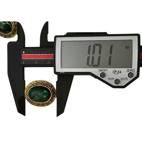 1928 Brand Gold Tone Green Oval Lucite Clip On Earrings - Picture 12 of 13